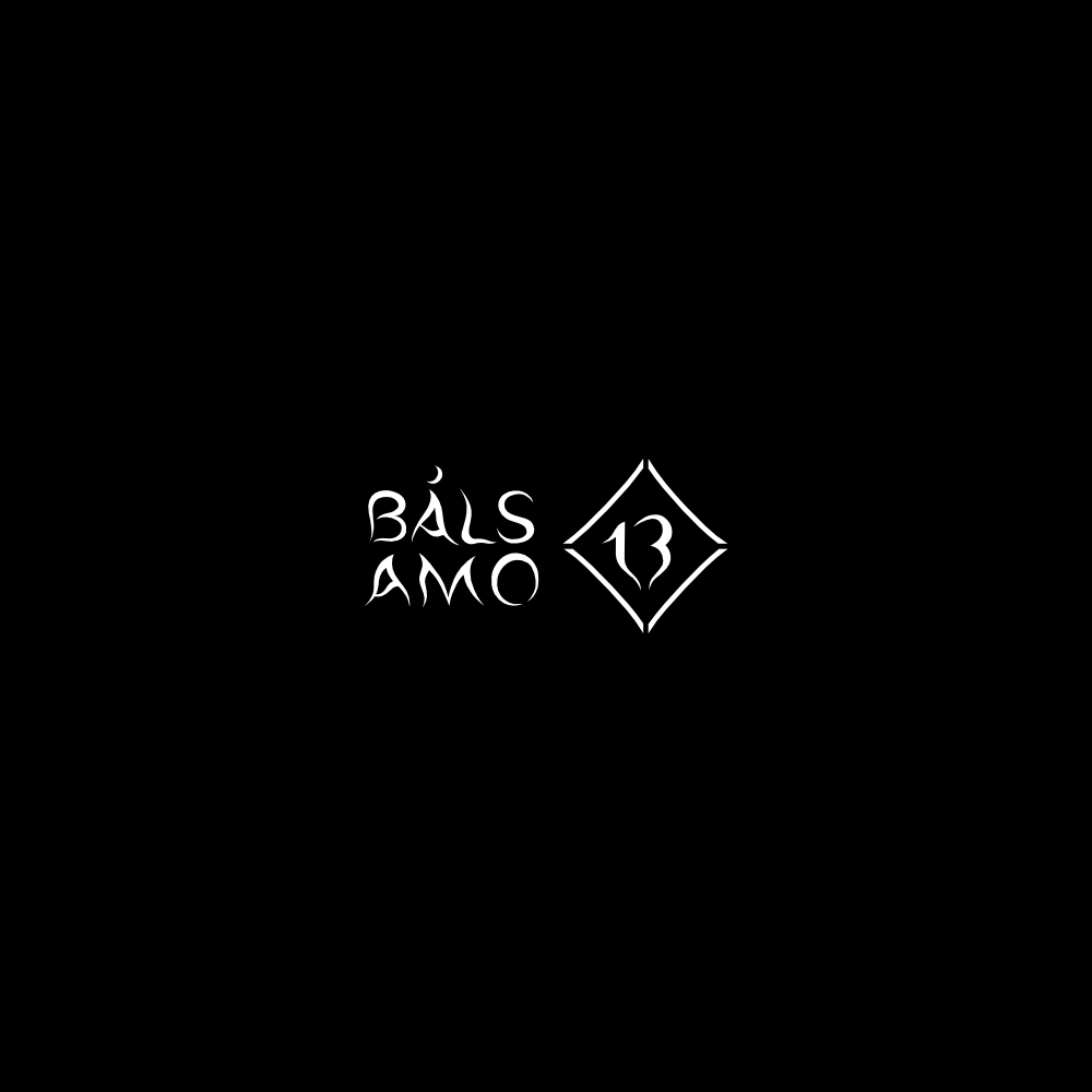 Image of the logo Balsamo 13 in negative monochrome.  This is an image related to a project inside Pedro Rodrigues (Treze413) graphic design portfolio.
