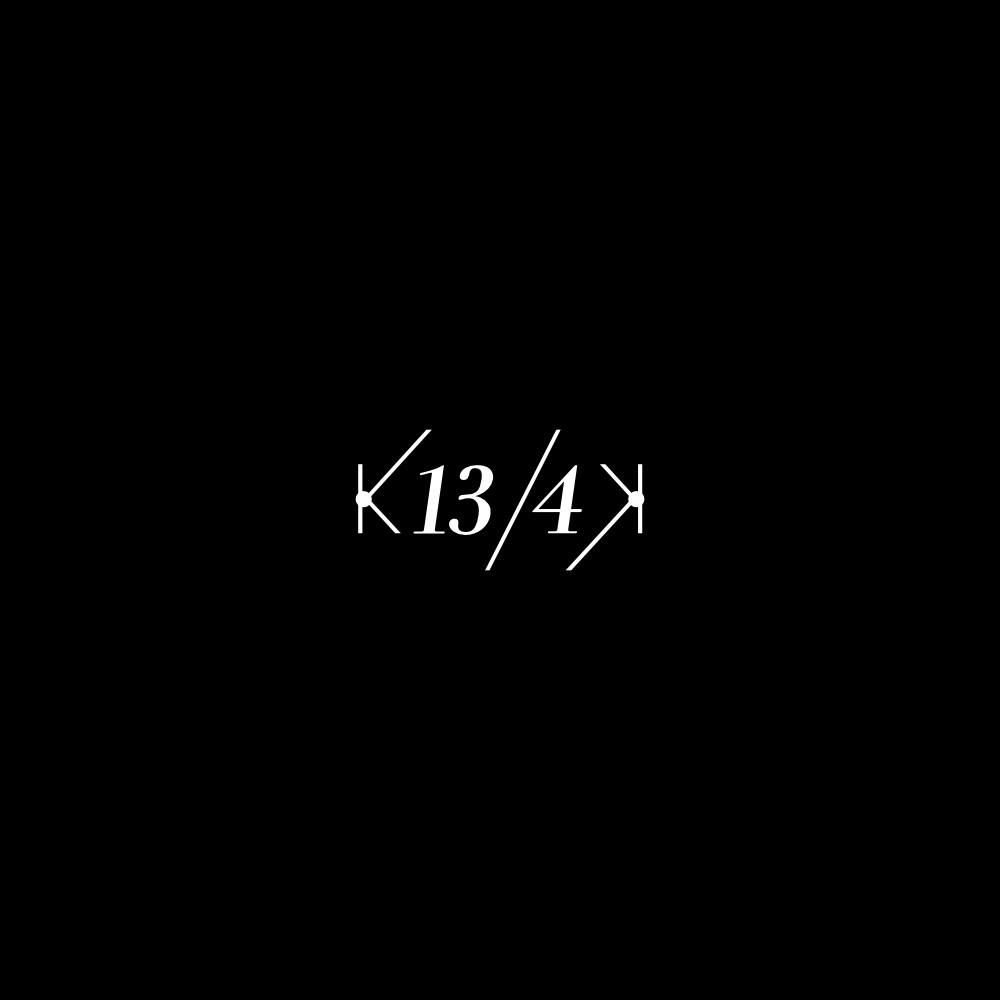 Image of the logo K134K in negative monochrome.  This is an image related to a project inside Pedro Rodrigues (Treze413) graphic design portfolio.