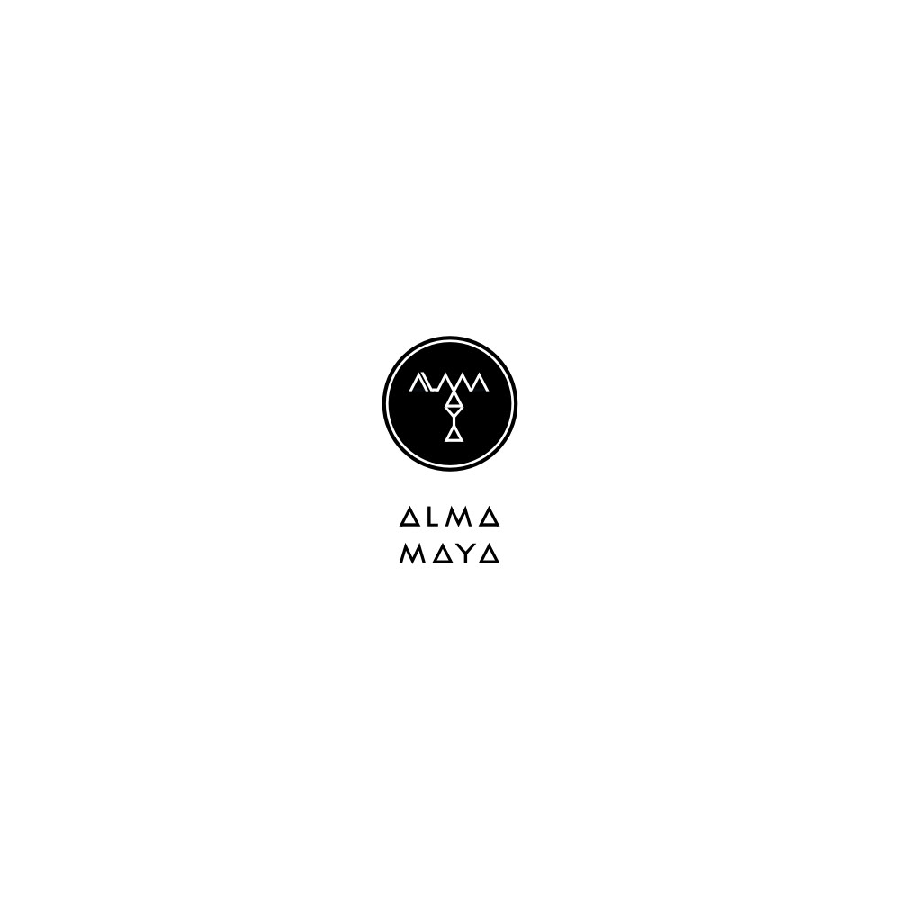 Image of the logo Alma Maya in positive monochrome.  This is an image related to a project inside Pedro Rodrigues (Treze413) graphic design portfolio.