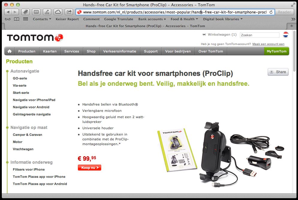 Image of TomTom Hand-Free Car Kit featured on TomTom official online store. This is an image related to a project inside Pedro Rodrigues (Treze413) graphic design portfolio.