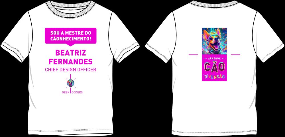 Image of thirts with branding that say Aprende Cao Diversao. This is an image related to a project inside Pedro Rodrigues (Treze413) graphic design portfolio.