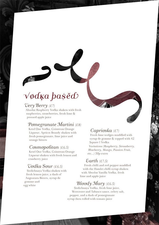 Image of The Hamlet Bar & Restaurant Digital Menu Page 6. This is an image related to a project inside Pedro Rodrigues (Treze413) graphic design portfolio.